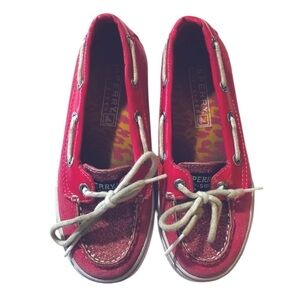 Sperry Topsider Girls Bahama Pink Glitter Boat Shoes 12.5